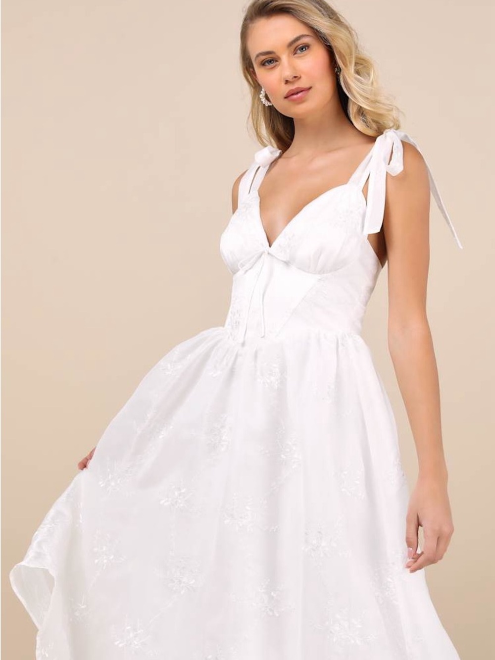Lulu's White Strapless Tie-Shoulder Sundress